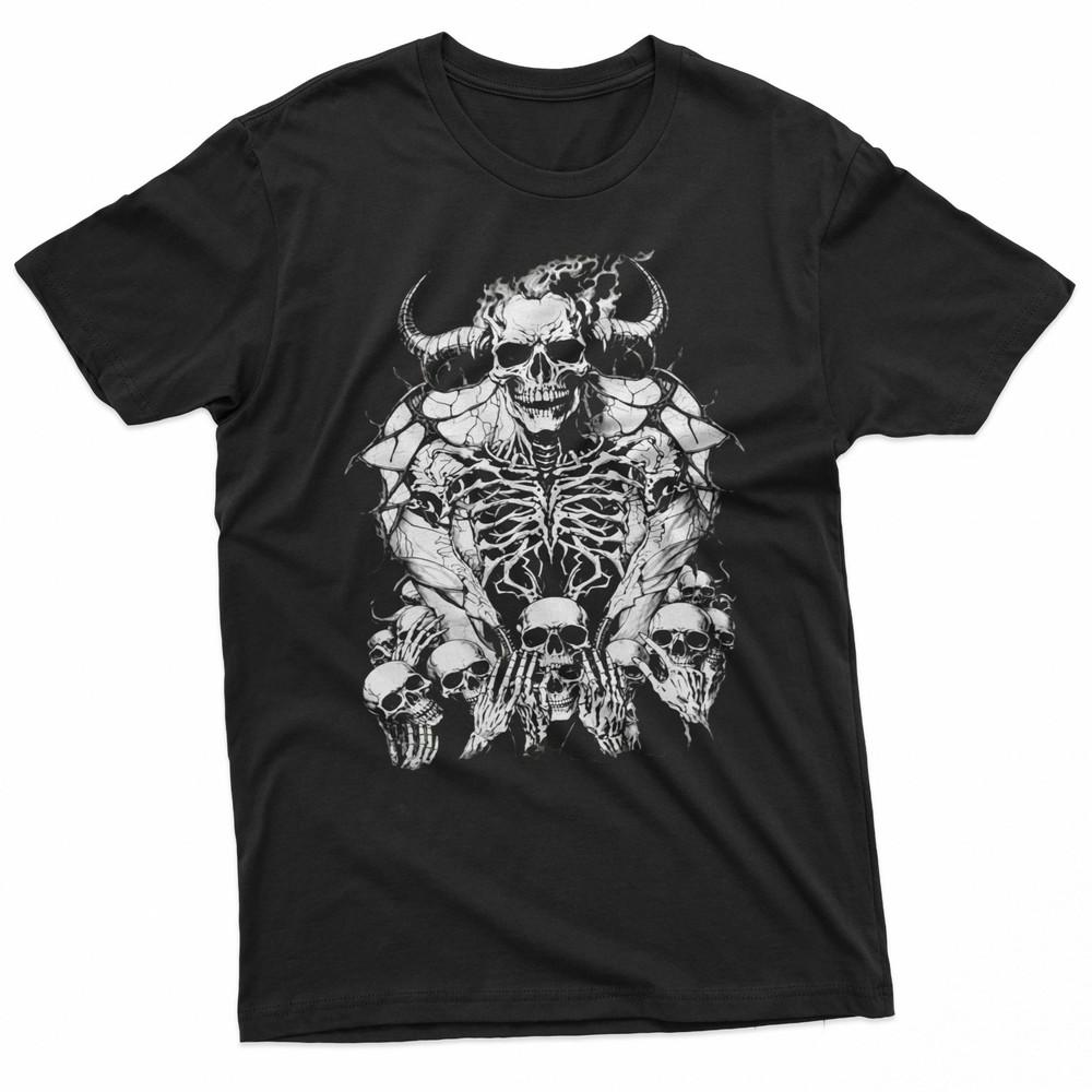 Horned Demon Skull Gothic Dark Art Skeleton Graphic TShirt Unisex T-Shirt XXXL