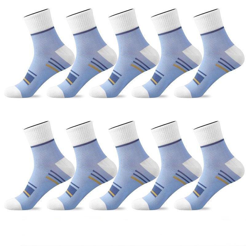 1/5/10 Paar Herren Gestreifte Mid-Calf Sportsocken Atmungsaktive Socken Freizeitsocken