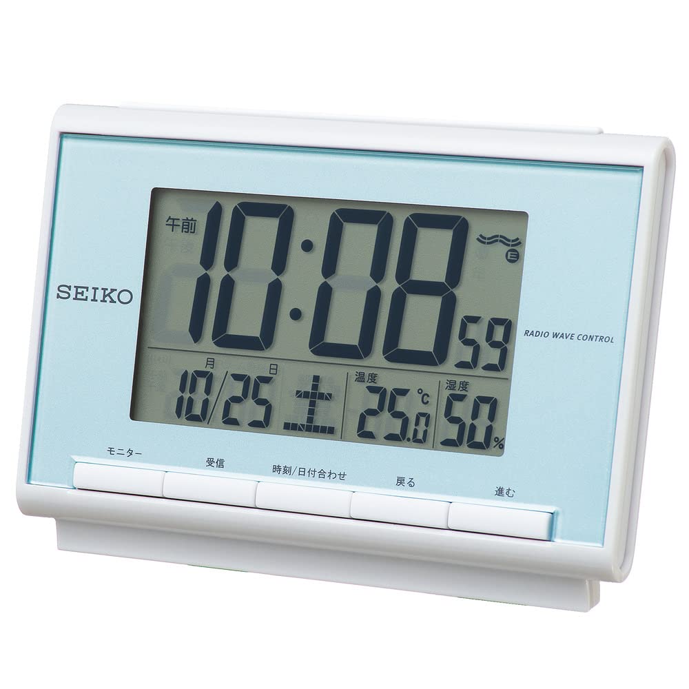 

Seiko Clock Alarm Humidity Light Blue SQ698L SEIKO (SEIKO) Clock, Radio-Controlled, Digital, Calendar, Temperature, Display, Pearl,