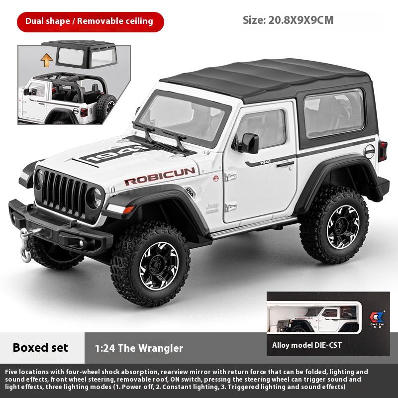 1/24 Alloy Die-cast Wrangler Off-road Vehicle Model Simulation Sound and Light Tire Shock Absorption Children's Toy Ornaments