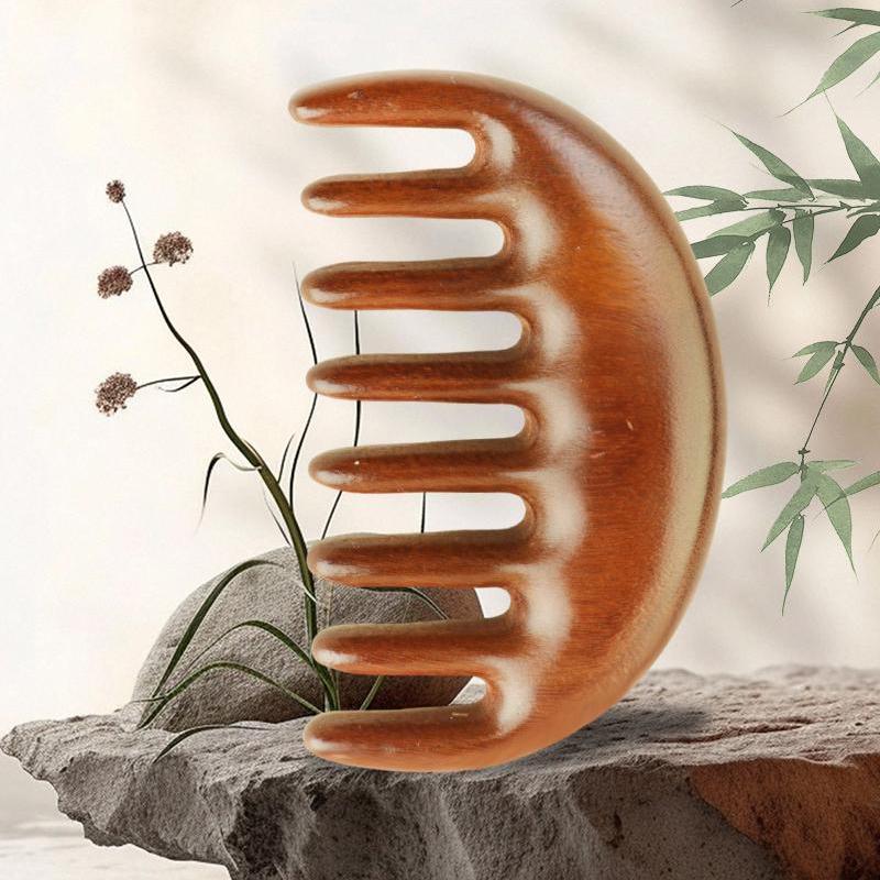Sandalwood Massage Comb Head Meridian Scalp Comb Face Eye Shoulder Neck Scraping Treatment Anti-Static Wide Tooth Comb