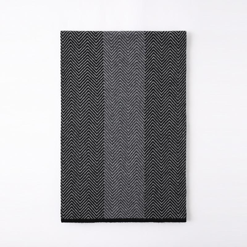 

2025 осінь та зима новий чоловічий шарф з чистої вовни смугастий потовщений повсякденний теплий діловий довгий шарф 180cm темно-сірий колір