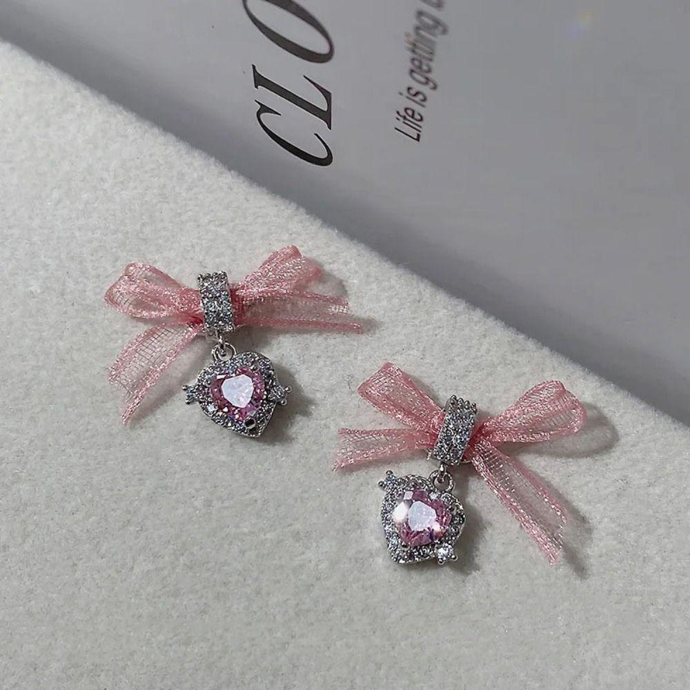 1 PCS Organza Bow Zircon Nail Art Accessories Lace Bow Love Nail Decorations  Nail Salon