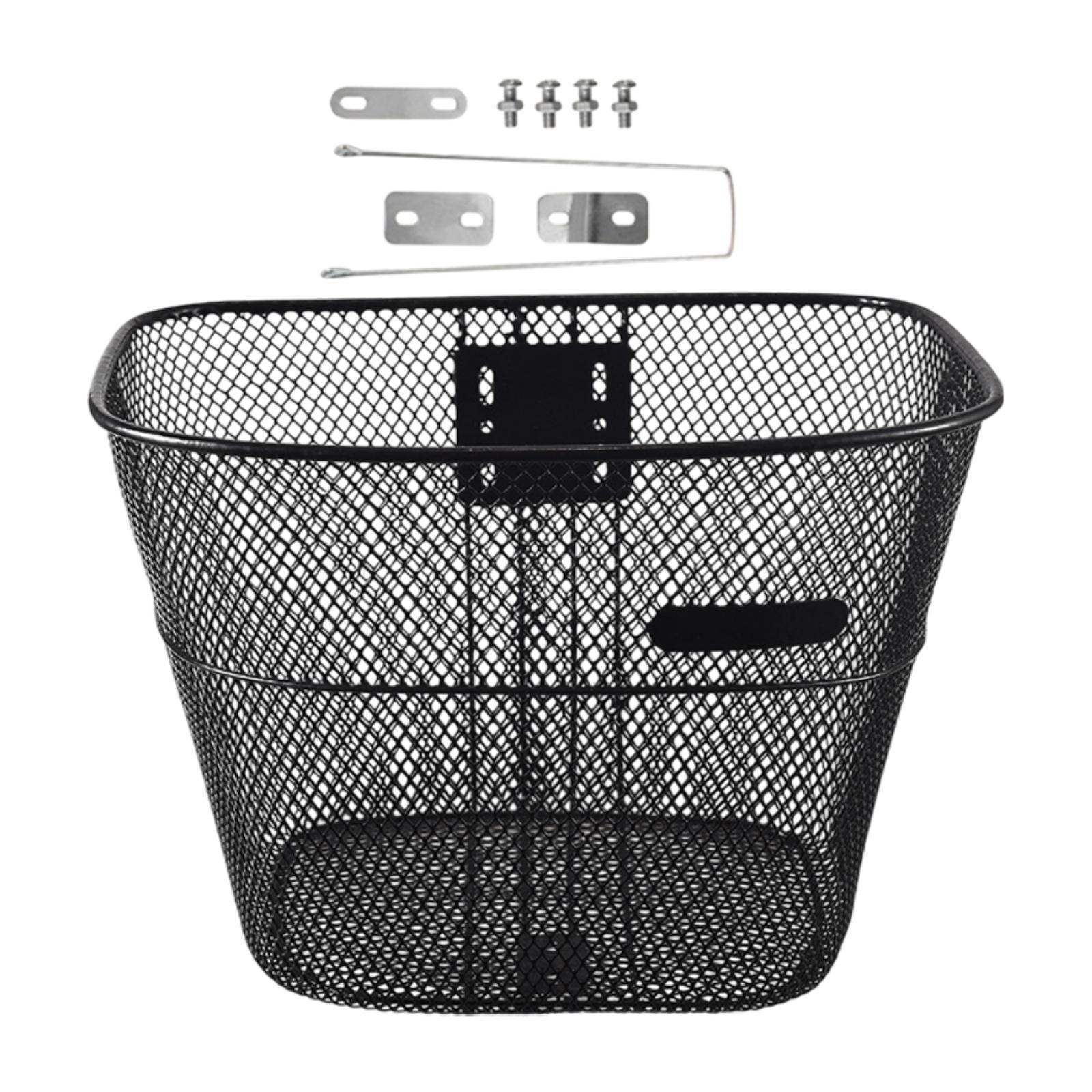 Bike Front Basket Pet Carrier Metal for Outdoor Mountain Road Bikes Shopping with Long Brace,Mountain Bike Accessory Storage