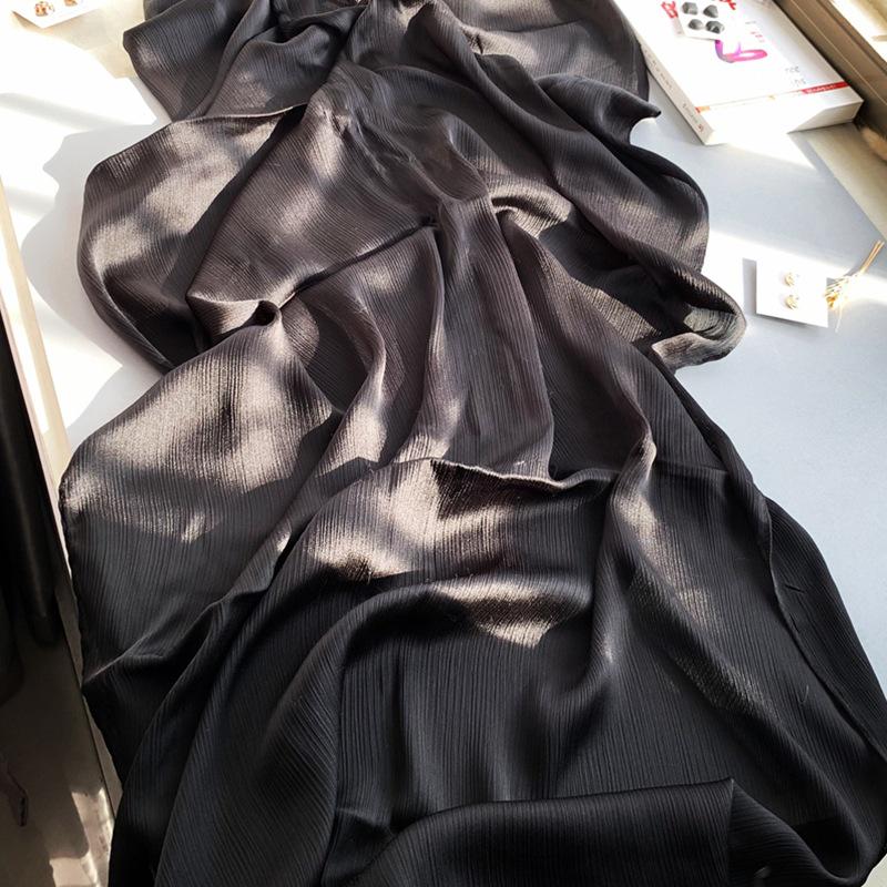 

2023 Натуральний зморшкуватий однотонний довгий креповий шовковий шарф WJA14 175cm+