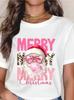 Unisex Christmas Graphic Tshirt Cool Santa Bubble Gum Heart Sunglasses Print Crew Neck Short Sleeve Xmas Tee For Unisex Unisex