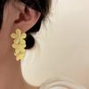Korean Big Double Flower Drop Earrings for Woman Beach Party Ear Boho Fashion Jewelry Gift Valentine's Day Gift