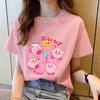 Kirbys Shirt Summer Oneck Round Tshirt Kawaii Cotton Short Sleeve Solid Color Adult Printed Tops Anime Collar Couple Tees Gift