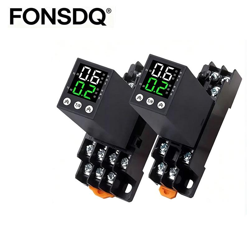 Dual Digital Timer Relay H3Y Cycle Time Control Power On Delay Timer DC12V DC24V AC220V 8Pin 14Pin with Socket Base Relays 5