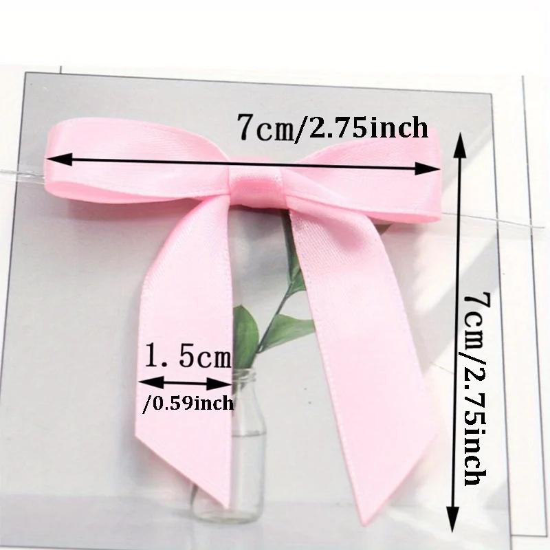 50 Pack Satin Ribbon Twist Tie Bows,Sealed Bow, Small Gift, Bow Pulling Party Birthday Theme Decoration