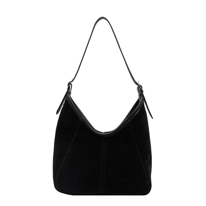 

Замшевая сумка через плечо для женщин, винтажная, однотонная, простая, большая вместительная сумка, осень-зима, повседневная, для шопинга, сумки через плечо (20cm<Max Length<30cm)