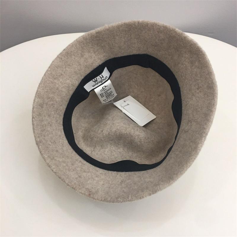Solid Color Cloche Hat Basin Hat Wool Fisherman Hat for Chilly Outdoor Activitie