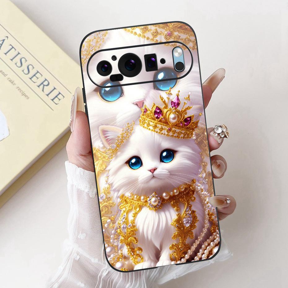 Fashion Painting Phone Case For Google Pixel 9 Pro 9A Black Silicone Soft Cover For Google Pixel9 9A 9Pro Cases Bumpers