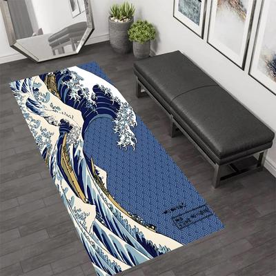 Traditional Japanese Carpet Mat Rug Home Decoration Ukiyoe Wave Pattern Area Rug Living Room Bedroom Art Style
