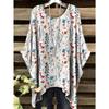 Damen Plus Size Kurzarm T-Shirt mit kleinem Blumenmuster, Ganzkörperdruck, Lässig und Bequem, Plus Size Kleidung