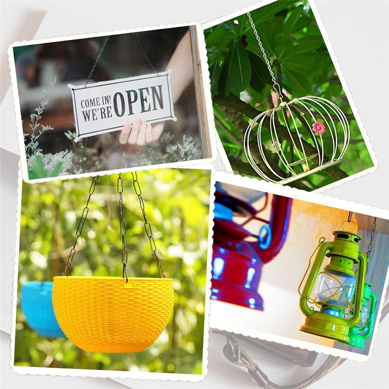 T02C!10PCS 19.7 Inch Plant Hooks For Hanging Baskets Black Hanging Chains With S Hook And Clip For Planters, Bird Feeders