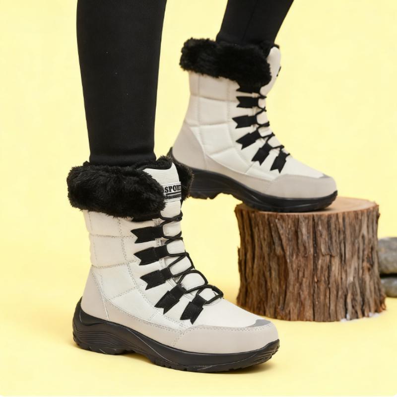 Winter Snow Boots Women Waterproof Suede Warm Plush Non-Slip Rubber Skiing Hiking Shoes New Stylish Winter Essential Causal Shoe