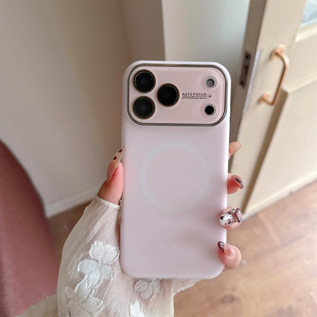 Luxury For Magsafe Jelly Large Window Silicone Case for iPhone 17 16 15 14 Pro Max Magnetic Wireless Charging Shock Matte Cover