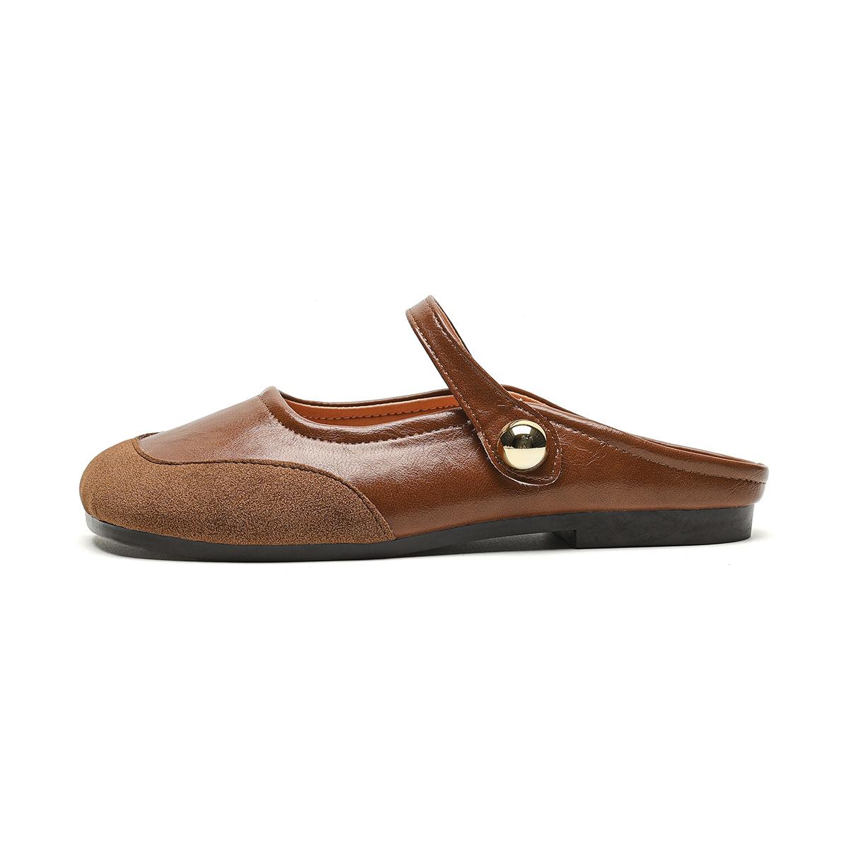 

Баотоу полутапочки женские летние одно слово с ретро балетками женские 43 коричневый