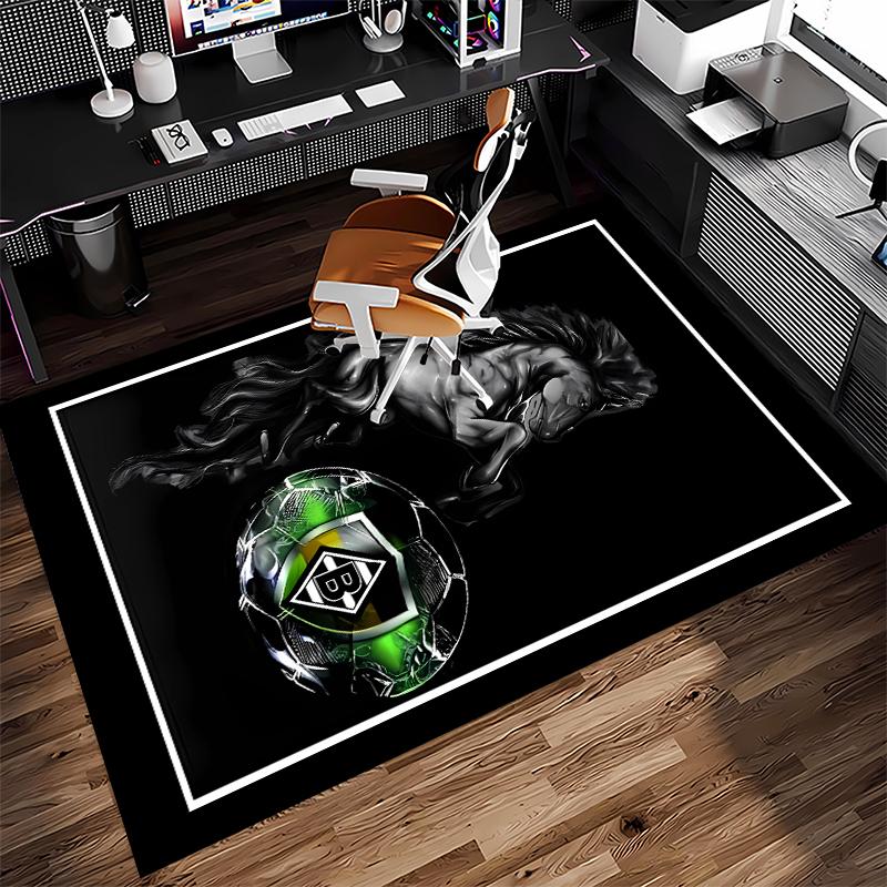 1pc Borussia Monchengladbach Logo Print Area Rug - Soft,Washable Non-Slip Indoor Mat for Office Chairs,Living Room,Home Office Decorative Rug