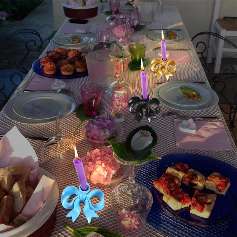 AS60-Bowcandlestick Decorative Bow Candelstick Holder Fits Pillar Candles Candle Stand Centerpiece For Home Room Party Dining Ta