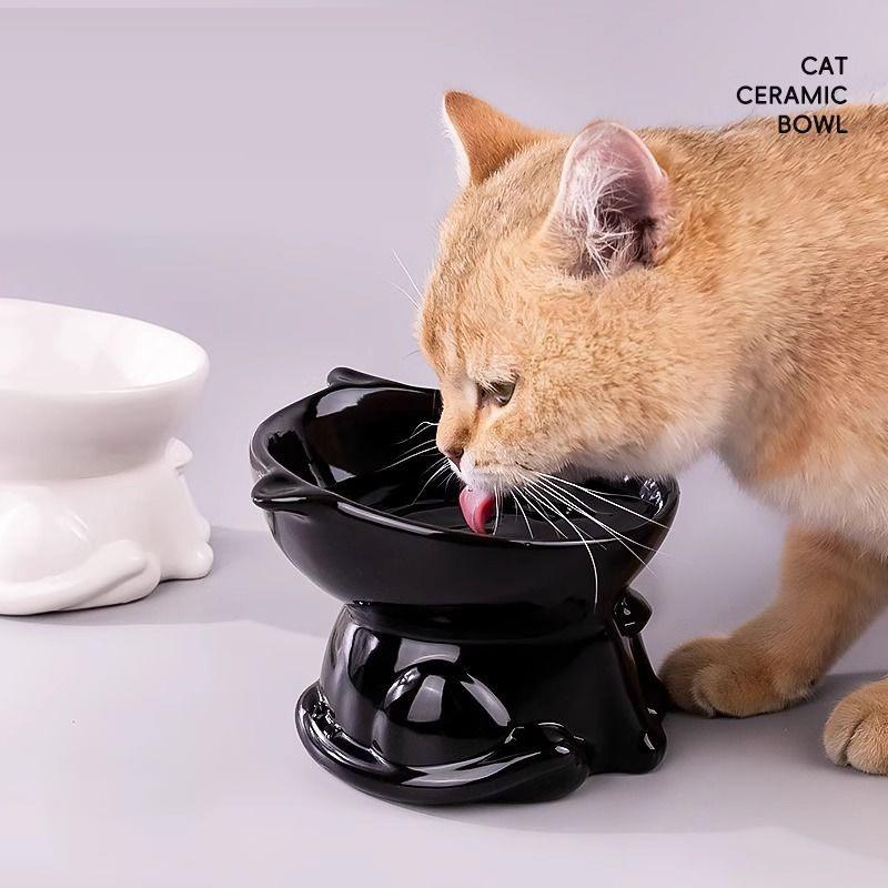§Anti-tipping Neck-protecting Pet Cat Food And Water Bowl, Tall-legged Slanted Bowl, Large Capacity Cat Food Bowl