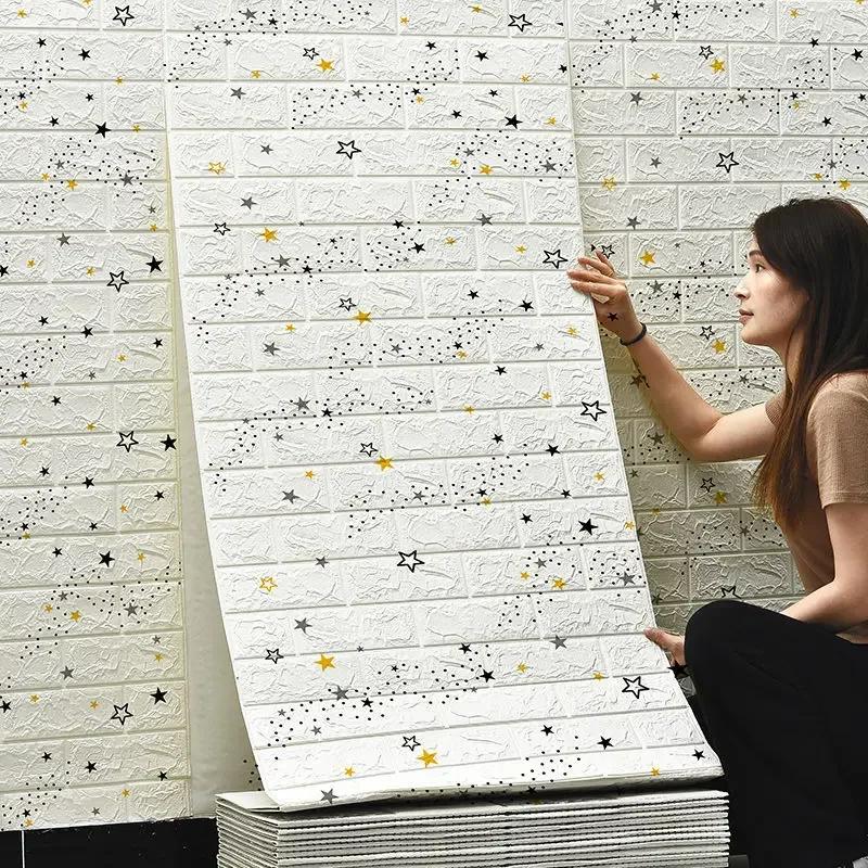 70cmx10m 3D Wallpaper Decoration Self-adhesive Antique Foam Brick Wallpaper Living Room Bedroom Waterproof 3D Wall Sticker