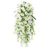 2pcs 75cm White Artificial Morning Glory Wall Hanging Faux Violet Plants Hanging Flowers Vines for Home Garden Wedding Decor