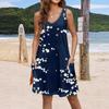 Women's Casual Sundress With Pockets Summer Boho Beach Dress Floral Blouses For Women T-Shirts Dress V Neck Loose Tank Dresses