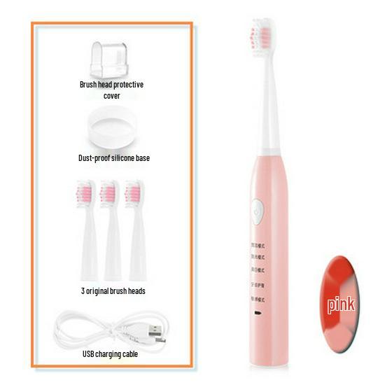 Waterproof Sonic Electric Toothbrush: USB Rechargeable, Soft Bristles, 5 Modes, Suitable for Couples
