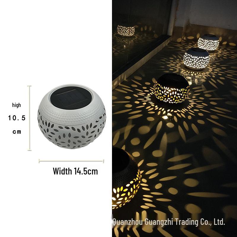 Cross-Border Solar Lantern: Wrought Iron Peony Projection Light for Outdoor Garden and Courtyard.