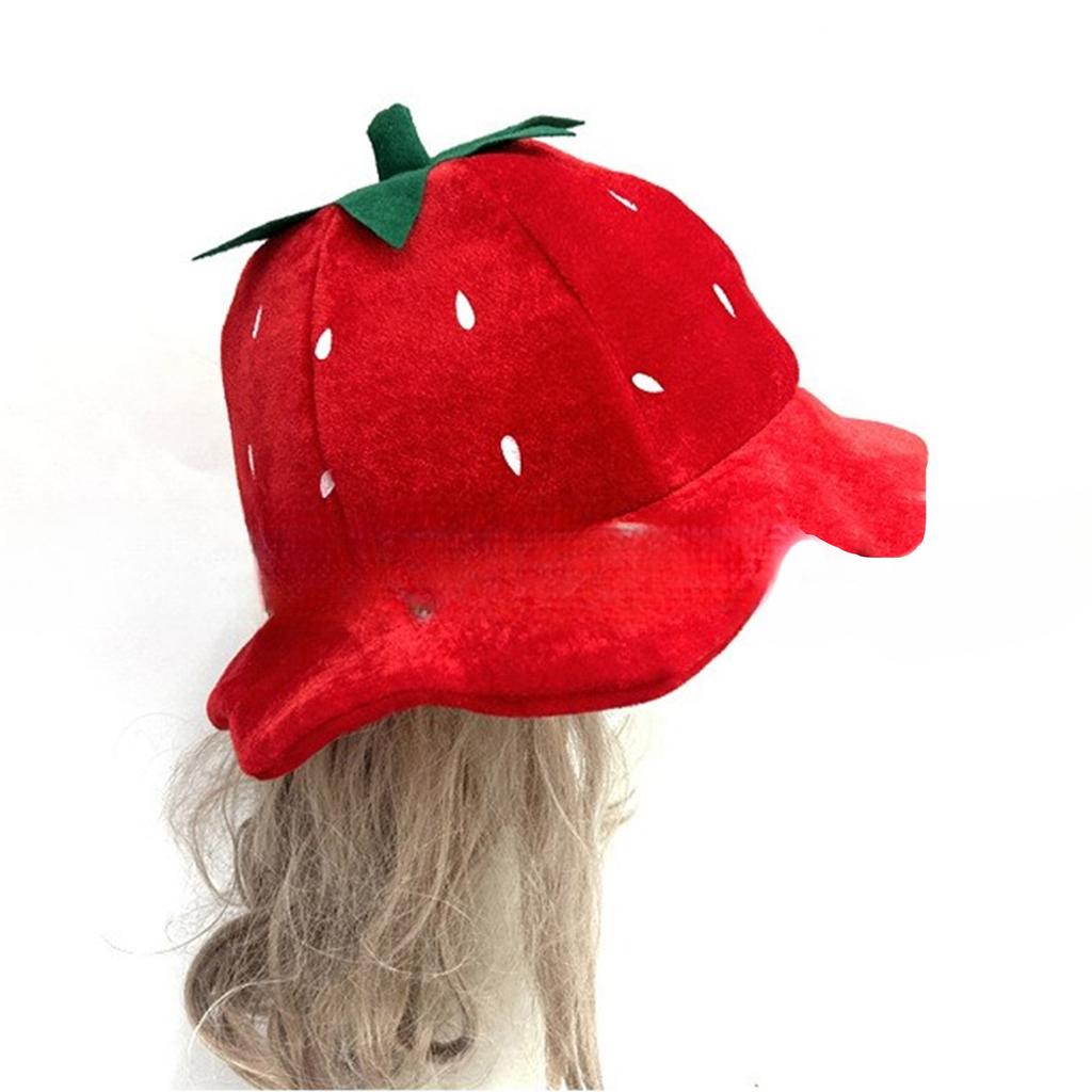 Strawberry Red Hat Fruit Headgear Fun Halloween Costume Accessories Party Photo Props Cosplay Masquerade Costume