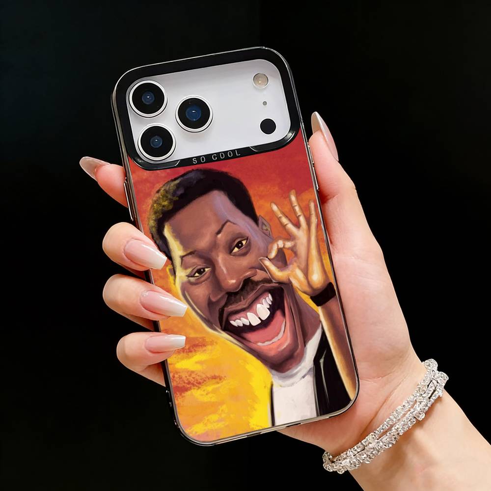 E-Eddie Murphy Funny Phone Case For iPhone17, 16,15,14,13,12 Pro Max Black Candy Matte Shockproof Cover iPhone16se4