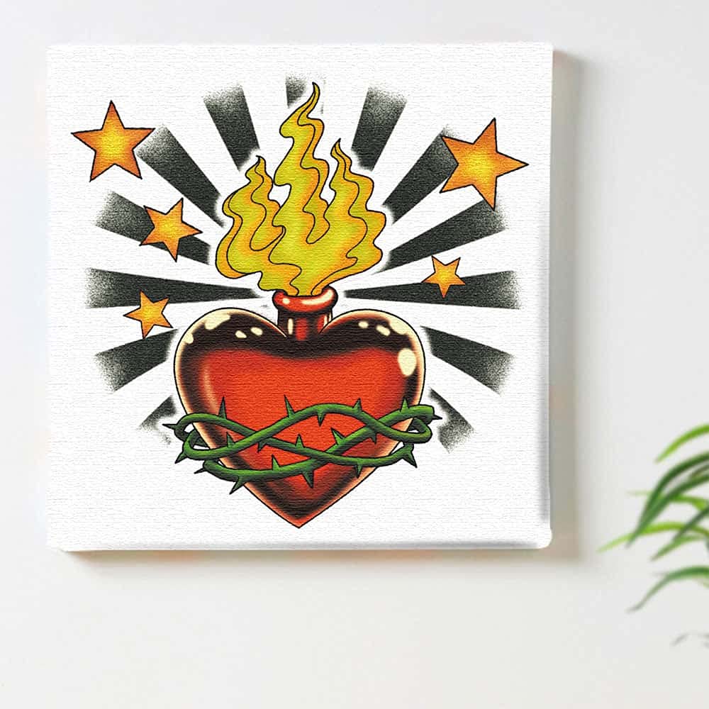 Lib Art Panel 100cm Heart Star Design Canvas Fabric Wooden Frame Stylish Modern Interior Decor