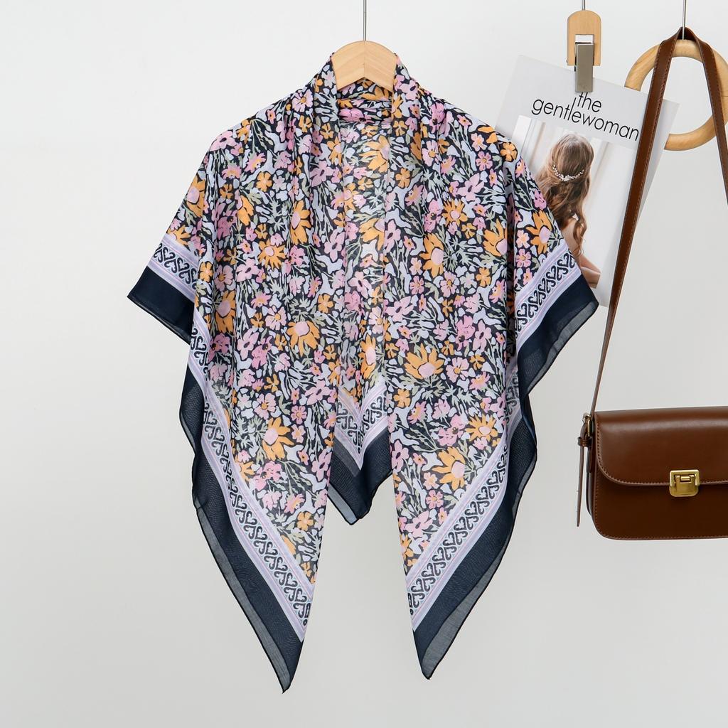 110cm Printed Cotton Square Scarf For Woman Muslim Hijabs Shawls Fashion Soft Wraps Ladies Neckerchief Female Handkerchief