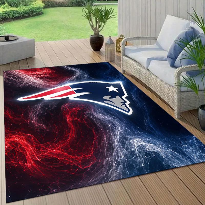 New England Patriots Flannel Pattern Square Carpet,Area Rug,Carpet Rug for Living Room Bedroom Sofa Playroom Decor,Non-slip Floor Mat