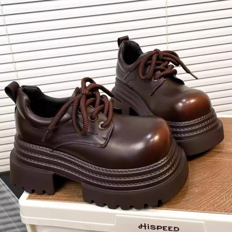 2025 Spring Women JK Mary Jane Shoes Fashion Lace Up Shoes Vintage Platform Elegant Thick Heel Shoes