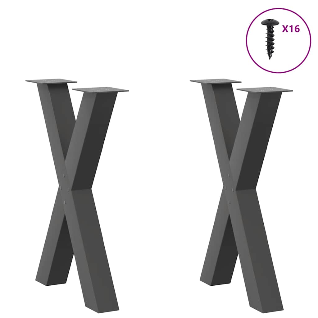 Vidaxl Dining Table Legs, 2 Pcs, Anthracite, 50X(72-73) Cm, Steel