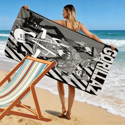 Gorillaz 2D Flat Print Beach Towel, Large Soft Quick Dry Towel for Beach Camping Swimming.NSTJ0928070