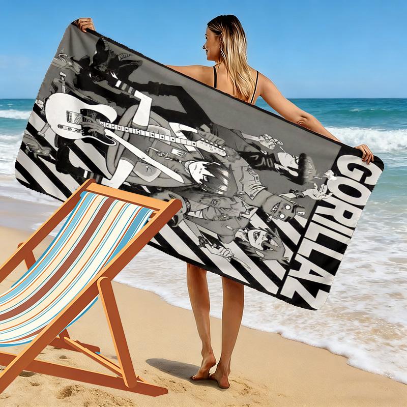 Gorillaz 2D Flat Print Beach Towel, Large Soft Quick Dry Towel for Beach Camping Swimming.NSTJ0928070