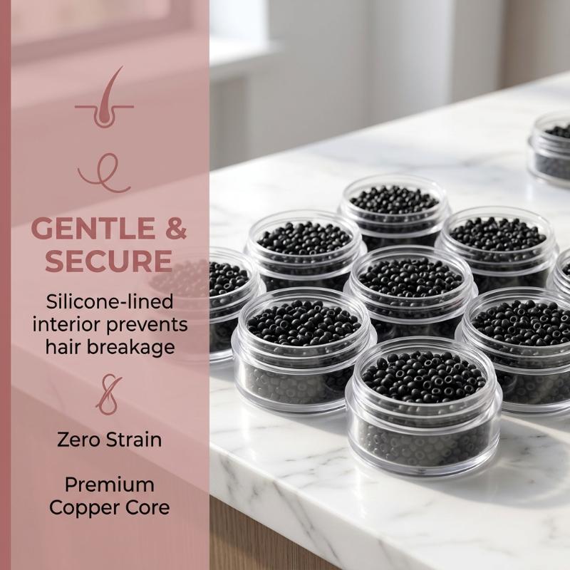 200Pcs Hair Extension Tools 4.0Mm Silicone Nano Rings For Nano Rings Copper With Silicone Lined Hair Beads Hair Rings