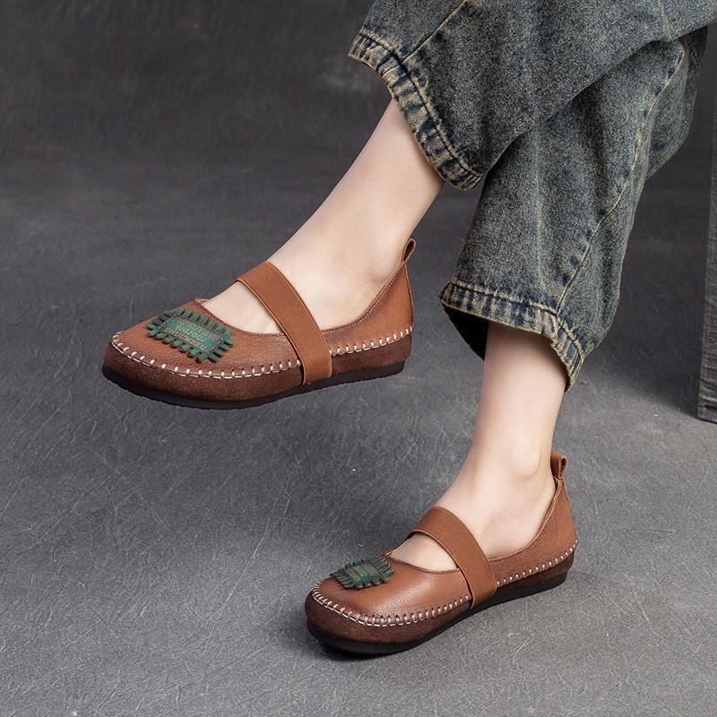Fashion GKTINOO Spring Ladies Genuine Leather Handmade Shoes Women Hook &Loop Flat Shoes Women 2024 Autumn Soft Loafers Flats