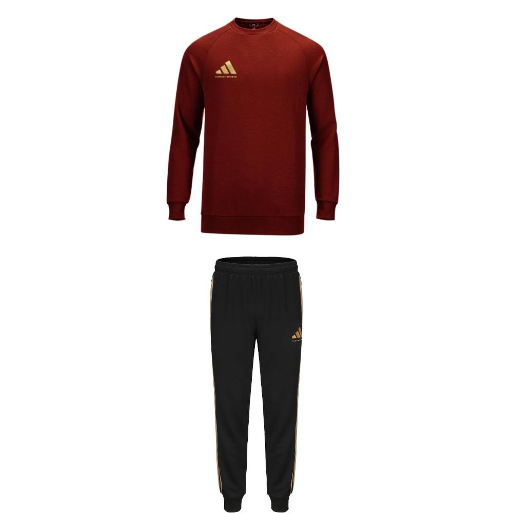 

Adidas Crew Neck Pullover Long Sleeve Sweatshirt Simple Comfortable Casual Sports Suit Unisex Suit Red Gold Black ACLLSPS3CS-RG+TR30P1T-BG 3XL
