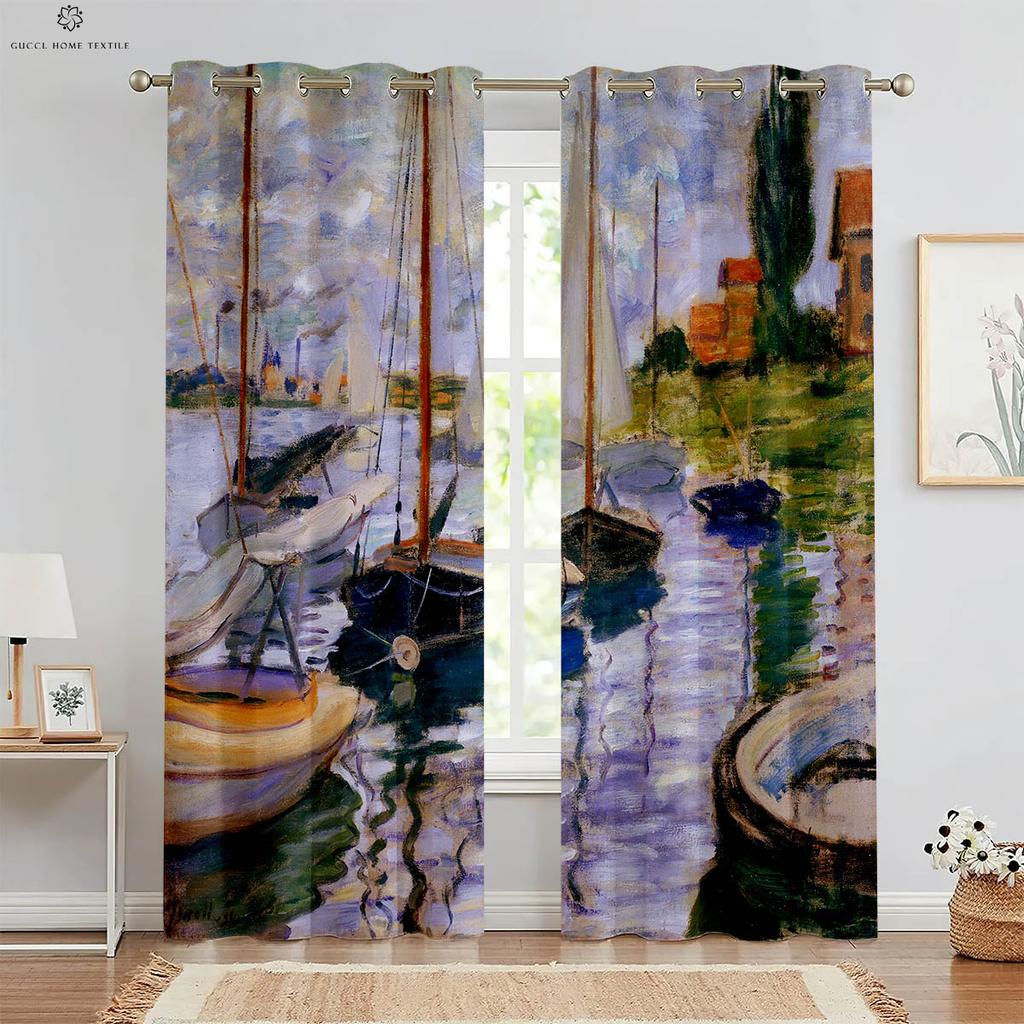 Classical Oil Painting 3d Printing Curtain Bedroom Studio Dormitory Study Room Decorative Curtain Can Be Customized 2 Pieces