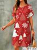 Fashion 3D Print Summer Dress Loose Casual Short Sleeve O-Neck Mini Dress