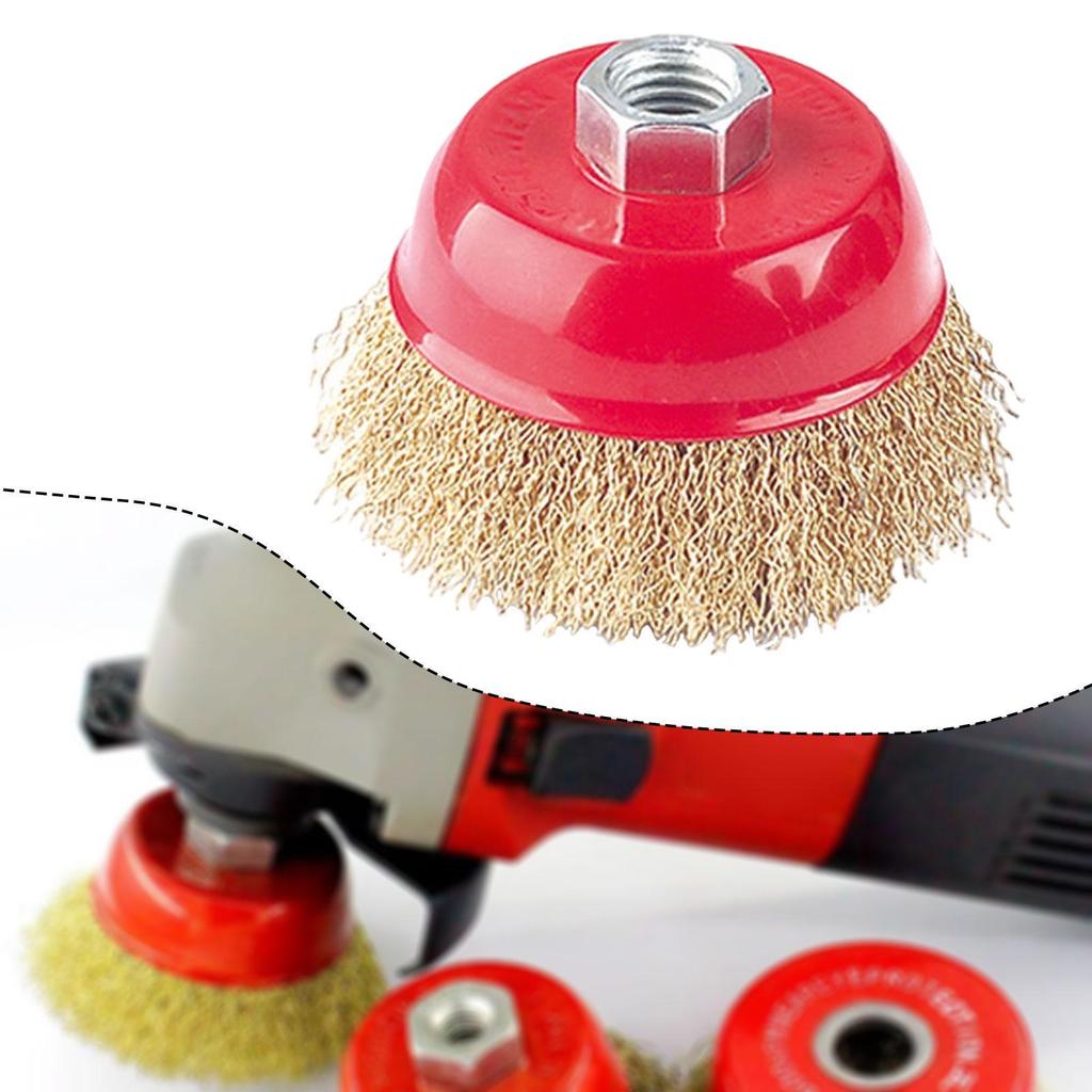 Crimped Wire Brush for Grinding with Threaded Mandrel, Heavy-duty Replacement Accessory Removing