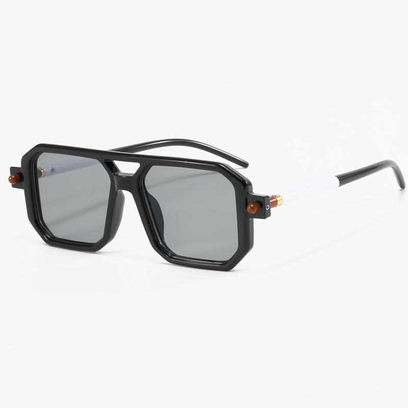 New Vintage Square Double Beam Fashion Sunglasses tofu pudding Mirror Leg Design Street Shoot INS Flat Mirror Female