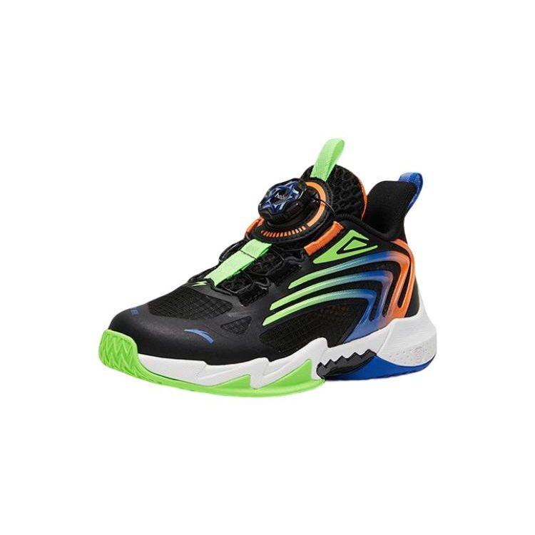 Anta Lightweight Shock Absorbing Durable Low Top Kids Basketball Shoes Kids sneaker Black Orange Green 312329953-4