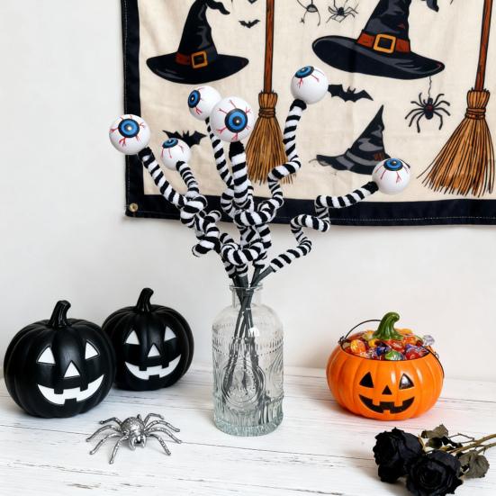 Halloween Eyeball Picks 15 Inch Fake Eyeball Floral Picks Realistic Scary Black And White