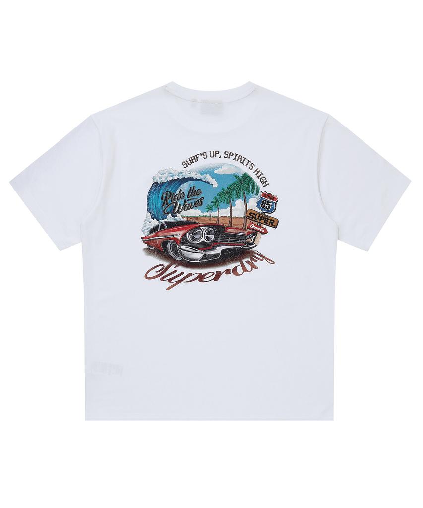 Syupeodeulai Beach Car T-Shirt White